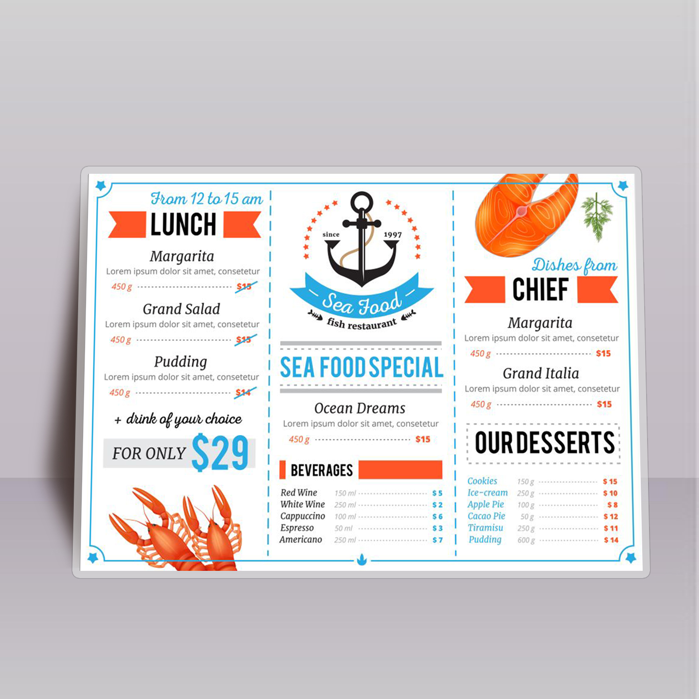 Custom Laminated Menu - 17